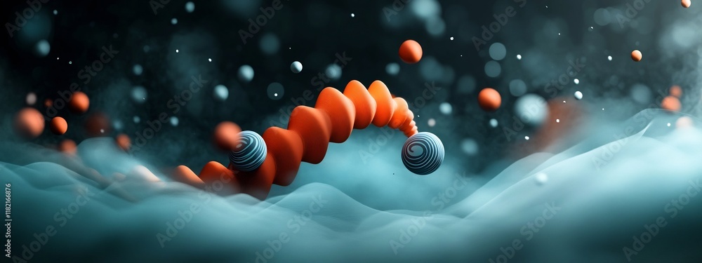 Poster a striking depicting the animation of a wave packet interacting with a digital medium generating res