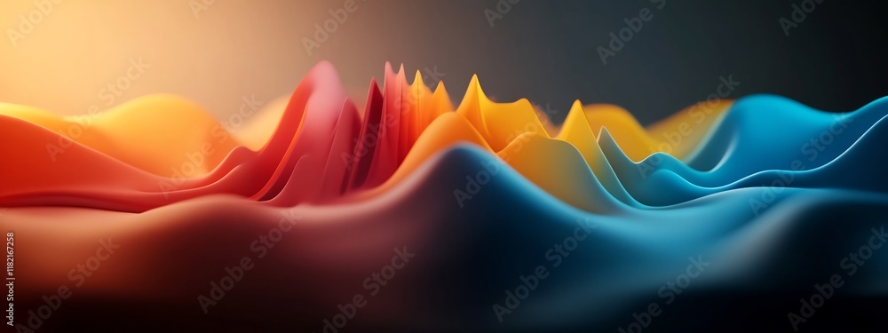 Poster mesmerizing 3d visualization of wave packet diffraction and frequency spreading an abstract dynamic 