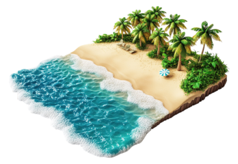 3D beach  island  for relaxing