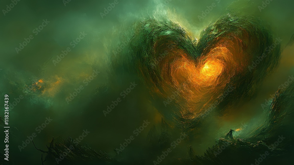 Canvas Prints surreal evocation of a heart shaped firework in chaotic scene
