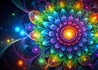 Obraz premium Stunning Fractal Flower Background: Vibrant Colors & Intricate Designs, Perfect for Digital Art & Design Projects