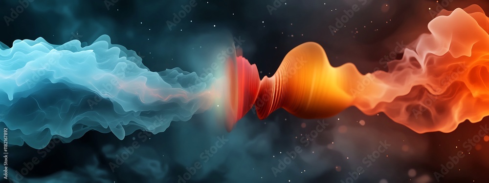 Poster captivating digital depicting the simulation of a wave packet interacting with a medium and producin