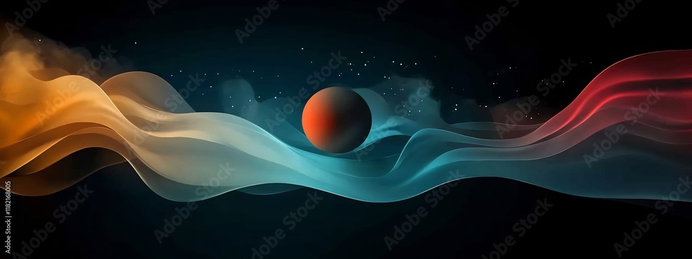 Wall mural cosmic wave packet diffraction abstract digital showcasing the interaction of a wave packet with an 