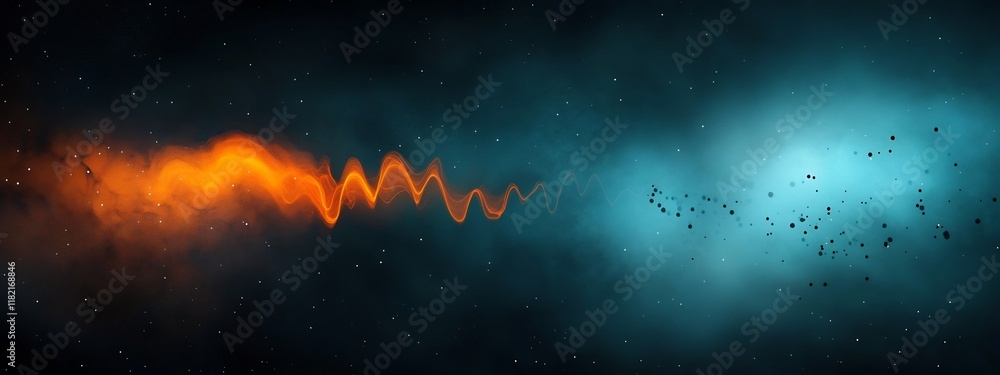 Poster mesmerizing animation depicting the propagation of a wave packet through the vast expanse of cosmic 
