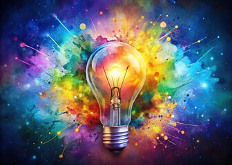 Glowing lightbulb splash, creativity unleashed.  Long exposure artistry.