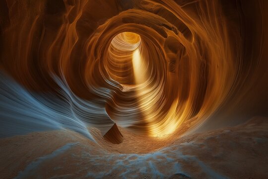 Stunning sandstone patterns and light beams illuminate the serene Antelope Canyon in Arizona