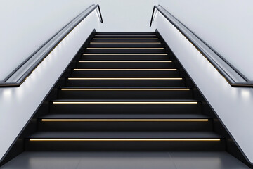 Modern black staircase with sleek metal railings and clean design - Ideal for architectural showcases or luxury interiors