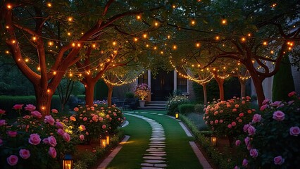 Enchanted Garden Path at Night
