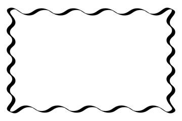 Rectangle doodle scalloped frame isolated. Zigzag wavy edges for text and photo.