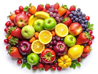 High-angle view of isolated fresh produce.