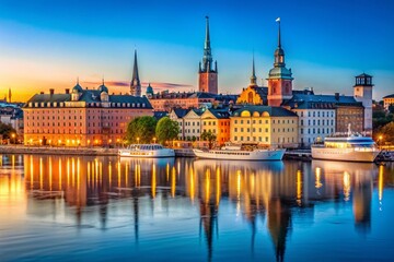 Obraz premium Stunning Stockholm Panorama: Waterfront, Nordiska & Vasa Museums