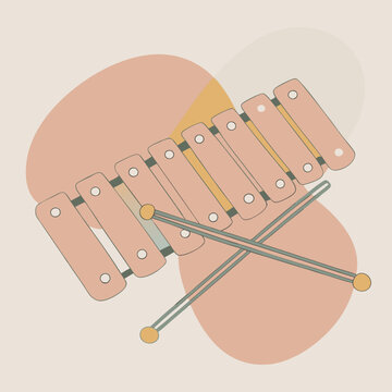 wooden xylophone with mallets on beige background clip art preview