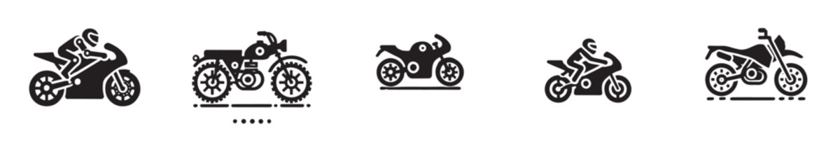 vector collection of cool motorbike icon silhouettes