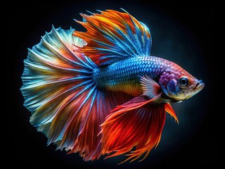 Fototapeta premium Long exposure, AI betta fish in water. Beautiful, realistic, aquarium pet.