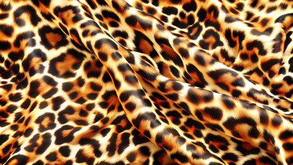 Close-up of luxurious leopard print fabric featuring vibrant colors and rich textures