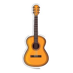 Naklejka premium Acoustic Guitar Illustration Musical Instrument, Stringed, Wood, Six Strings, Classical, Sticker, De