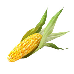 Obraz premium Fresh Corn on the Cob, Vibrant Yellow Kernels, Lush Green Husk, Close-up Studio Shot