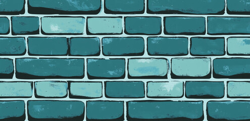 Dark teal brick wall seamless texture background for bold and modern architectural projects