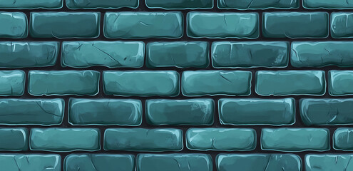 Naklejka premium Dark teal brick wall seamless pattern for contemporary architecture and design themes