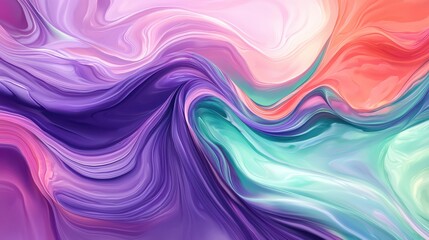 Obraz premium Dynamic abstract pastel waves digital art playful geometric layout vibrant colors clean design