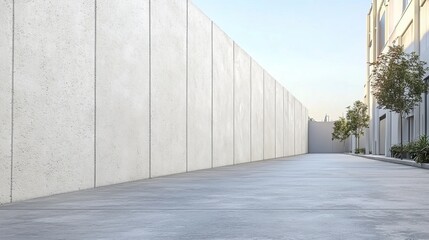 Modern Concrete Alleyway Long Perspective, Grey Texture, Architectural Design, Urban Scene Concrete, Architecture