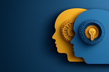 IQ and EQ Concept with Head Silhouettes: Emotional vs Intelligence Quotient Representation