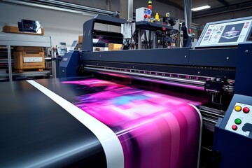 Obraz premium Large Format Printer Vibrant Pink Abstract Print, Industrial Design, High-Resolution Image, Digital Printing Large Format Printing, Industrial Design