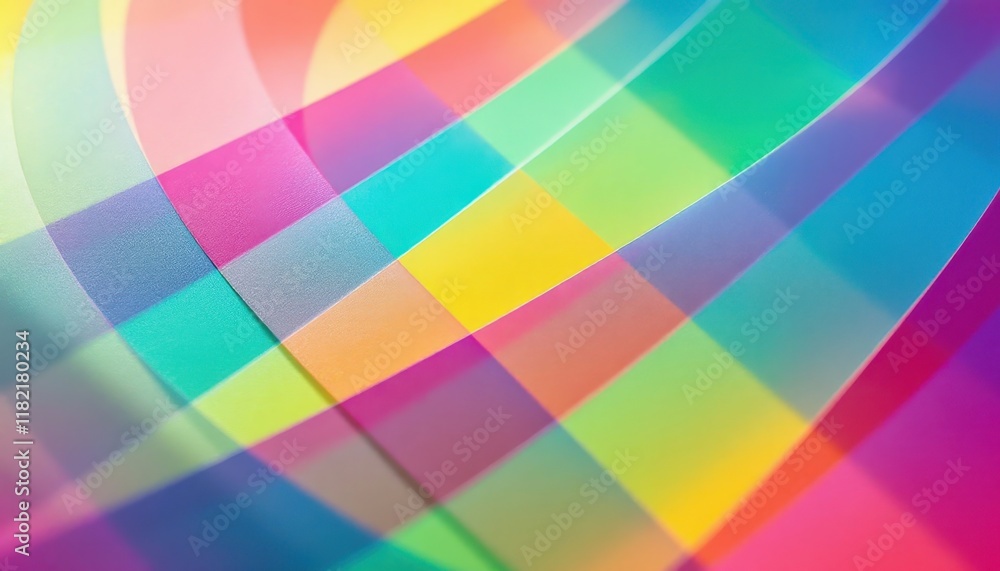 Aufkleber vibrant multicolored abstract geometric pattern with curved shapes