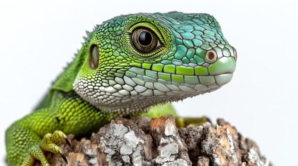 Fototapeta premium Emerald Lizard Portrait: A Vibrant Close-Up in Natural Light