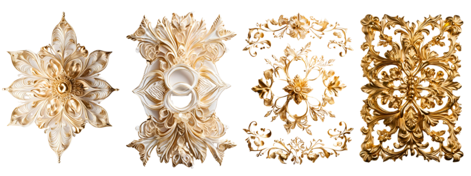 Intricate Golden Ornamentation on a Clean White Minimalist Background – Elegant and Timeless Design