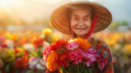 Charming local thai street flower market  a vibrant community sme in the countryside of thailand