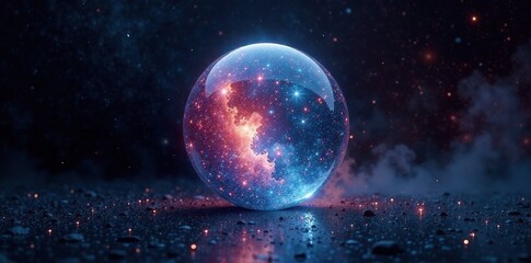 Sphere of Weisse Kugel in darkened abstract space, weisse kugel, voidness, emptiness