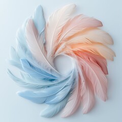 Naklejka premium Pastel colored feathers arranged in a minimalist design