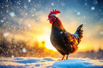 Silhouetted Christmas chicken, festive AI art.