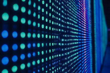 Fototapeta premium Binary code streaming across a dark screen