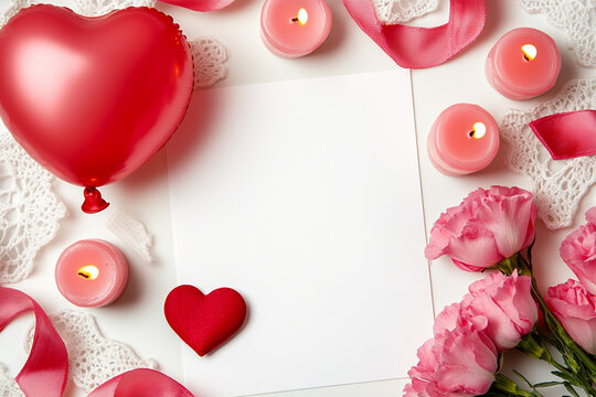 White blank greeting card with a Valentine's Day theme-Perfect for heartfelt expressions and personalized love messages