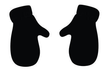 Cute cartoon hand drawn vector warm mittens icon silhouette.