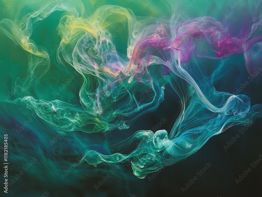 Poster dynamic fluid motion abstract art digital creation colorful swirls studio environment aesthetic view