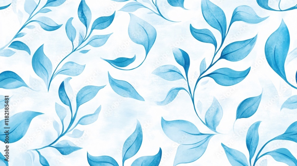 Poster blue leaf pattern on a light background for elegant design projects