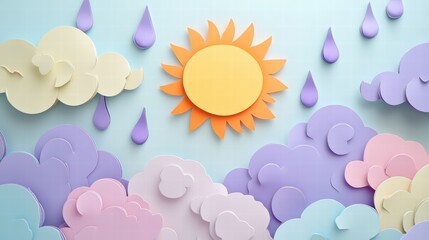 Obraz premium Creating a Paper Craft Weather Station with Pastel Clouds Art Studio DIY Project Indoor Creative Crafting