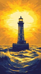 Majestic Lighthouse Standing Strong Against Stormy Seas