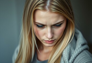 Portrait of a melancholic Nordic blond female
