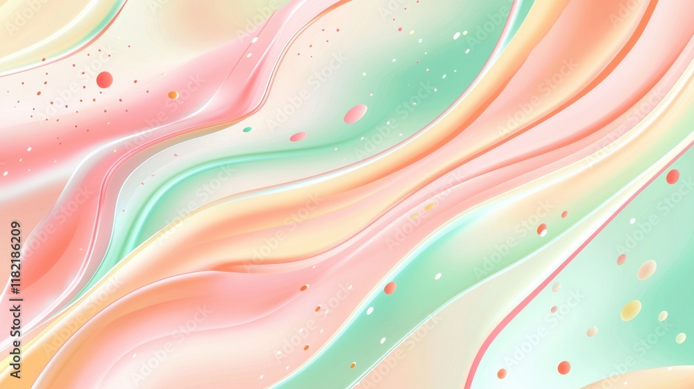 Poster dynamic flowing shapes in bright pastel colors abstract art minimalist design fresh vibes digital cr