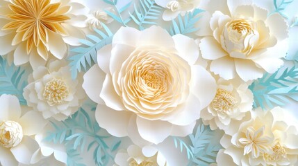 Creating Elegant Paper Craft Art with Ivory Roses Home Studio Botanical Arrangement Artistic Environment Close-Up View Floral Aesthetics