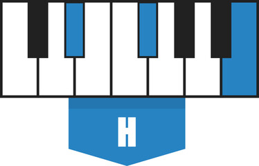 B major chord diagram on piano keys