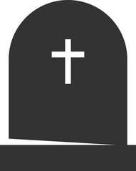 Fototapeta premium Black tombstone icon with cross symbol