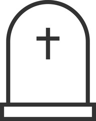 Outline tombstone icon with cross symbol