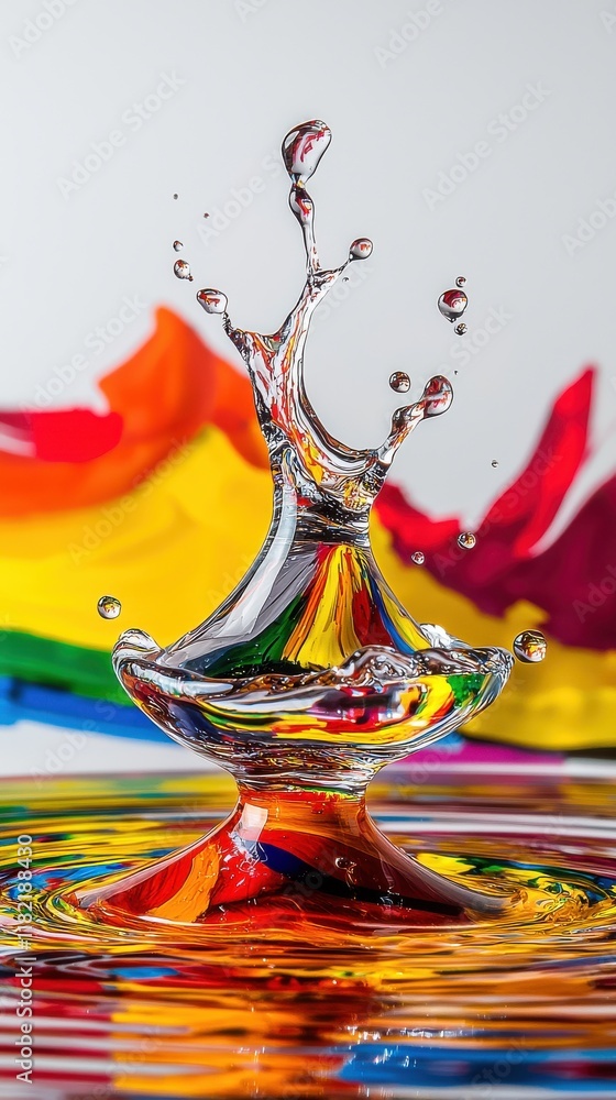 Poster dynamic water droplet splash abstract conceptual art vibrant colors studio setting close-up view cre