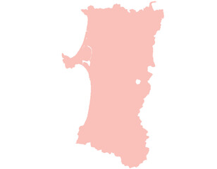 秋田県　地図　ピンク　イラスト