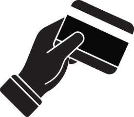 Hand swipe credit card during purchase flat icon vector